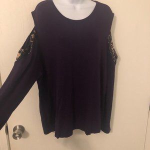 VENUS cold shoulder cheetah print/purple size 1x